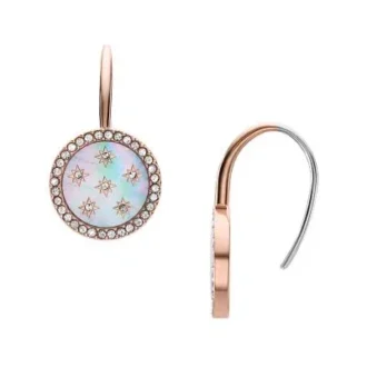 Orecchini pendenti classici Merrit in acciaio inossidabile color oro rosa con madreperla