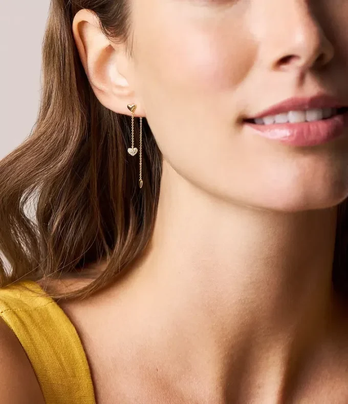 Orecchini Sutton Heartbeat in ottone dorato con chiusura a perno