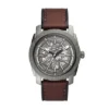 Orologio automatico con cinturino in pelle marrone LiteHide™