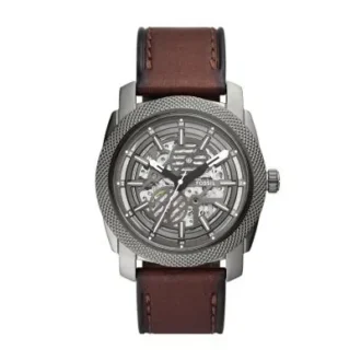 Orologio automatico con cinturino in pelle marrone LiteHide™