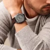 Orologio automatico con cinturino in pelle marrone LiteHide™