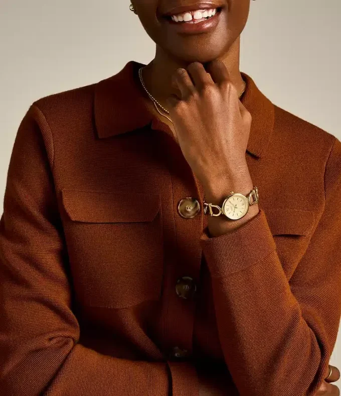 Orologio Carlie a tre lancette in acciaio inossidabile color oro