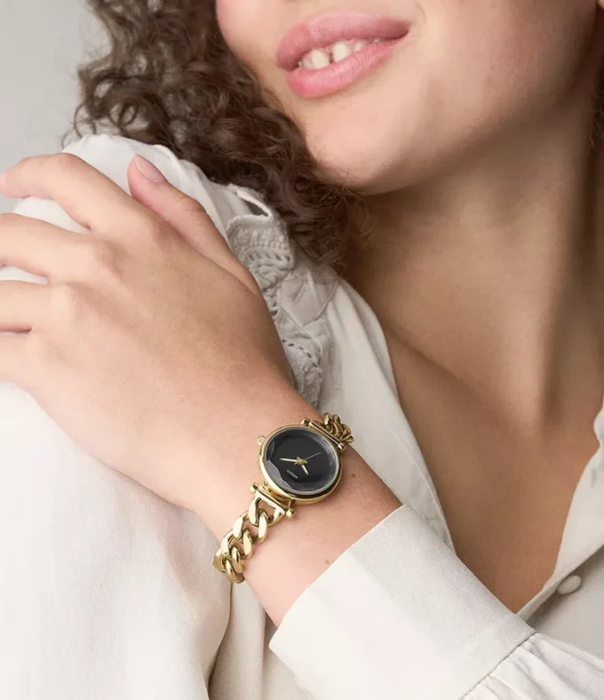 Orologio Carlie a tre lancette in acciaio inossidabile color oro