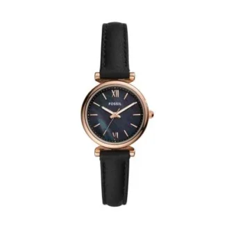 Orologio Carlie Mini a tre lancette in pelle nera