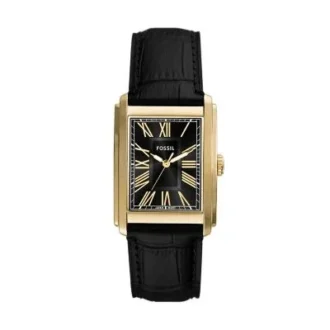 Orologio Carraway a tre lancette in pelle croco nera