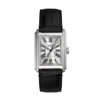 Orologio Carraway a tre lancette in pelle croco nera