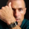 Orologio Carraway a tre lancette in pelle croco nera