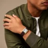Orologio Carraway a tre lancette in pelle di coccodrillo marrone