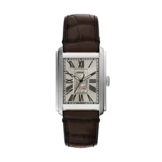 Orologio Carraway automatico in pelle di coccodrillo marrone