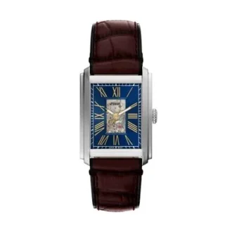 Orologio Carraway automatico in pelle di coccodrillo marrone