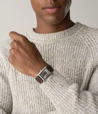 Orologio Carraway automatico in pelle di coccodrillo marrone