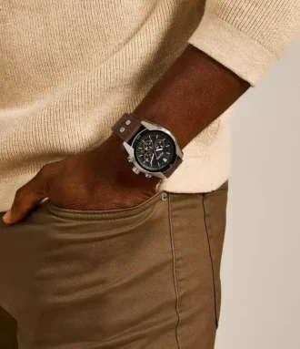 Orologio Coachman Chronograph in pelle marrone