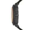 Orologio con cinturino in pelle LiteHide™ marrone scuro, tre lancette e datario
