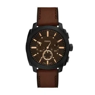 Orologio cronografo con cinturino in pelle marrone