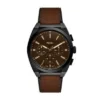 Orologio cronografo Everett in pelle marrone
