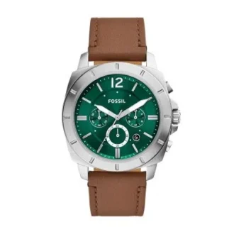 Orologio cronografo Privateer in pelle marrone
