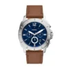 Orologio cronografo Privateer in pelle marrone