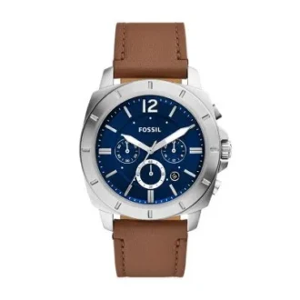 Orologio cronografo Privateer in pelle marrone