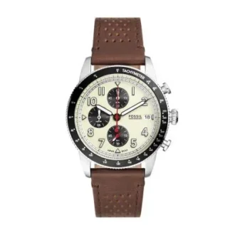 Orologio cronografo Sport Tourer in pelle marrone