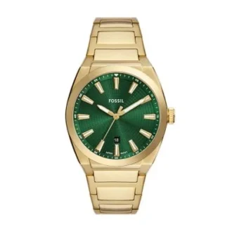 Orologio Everett a tre lancette con datario in acciaio inossidabile color oro