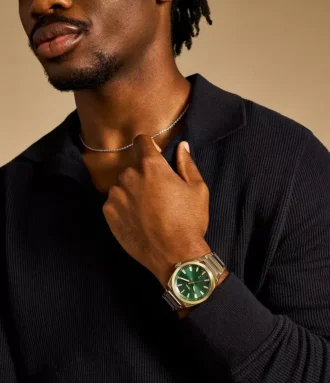 Orologio Everett a tre lancette con datario in acciaio inossidabile color oro