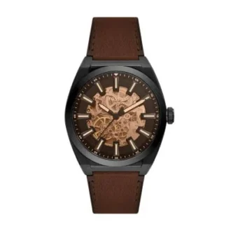 Orologio Everett automatico in pelle LiteHide™ marrone scuro