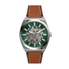 Orologio Everett automatico in pelle marrone