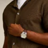 Orologio Everett con tre lancette e datario in pelle marrone