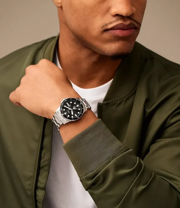 Orologio Fossil Blue Dive a tre lancette con datario in acciaio inossidabile