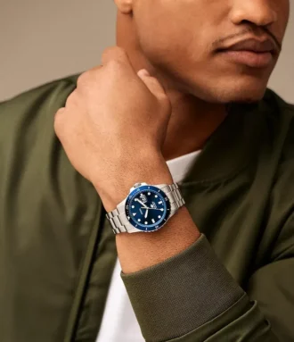Orologio Fossil Blue Dive a tre lancette con datario in acciaio inossidabile