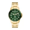 Orologio Fossil Blue Dive a tre lancette con datario in acciaio inossidabile color oro