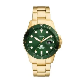 Orologio Fossil Blue Dive a tre lancette con datario in acciaio inossidabile color oro