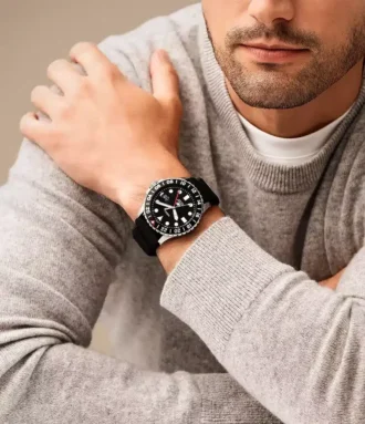 Orologio Fossil Blue GMT in silicone nero