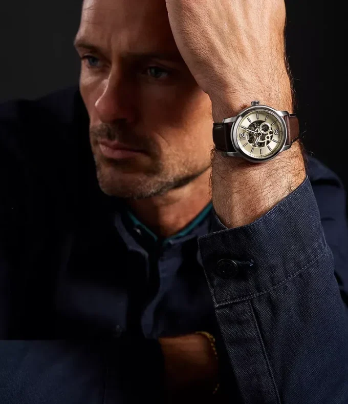 Orologio Fossil Heritage automatico con cinturino in pelle marrone