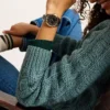 Orologio Gilmore a tre lancette con datario, color oro e ceramica nera