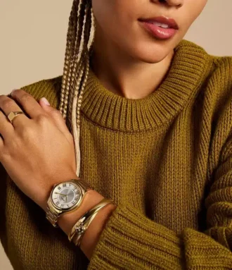 Orologio Gilmore a tre lancette con datario in acciaio inossidabile color oro