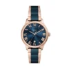 Orologio Gilmore a tre lancette con datario, tonalità oro rosa e ceramica blu navy