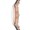 Orologio Gilmore a tre lancette con datario, tonalità oro rosa e ceramica blu navy