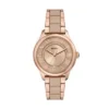 Orologio Gilmore a tre lancette con datario, tonalità oro rosa e ceramica marrone