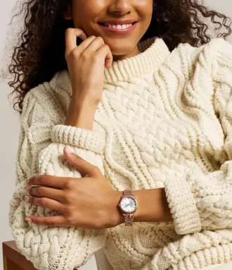 Orologio Gilmore a tre lancette in acciaio inossidabile color oro rosa