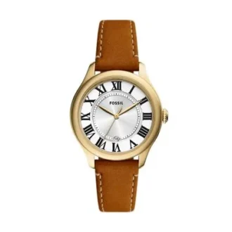Orologio Gilmore con tre lancette e datario in pelle marrone medio