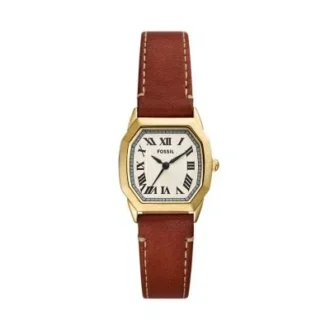 Orologio Harlow a tre lancette con cinturino in pelle marrone medio