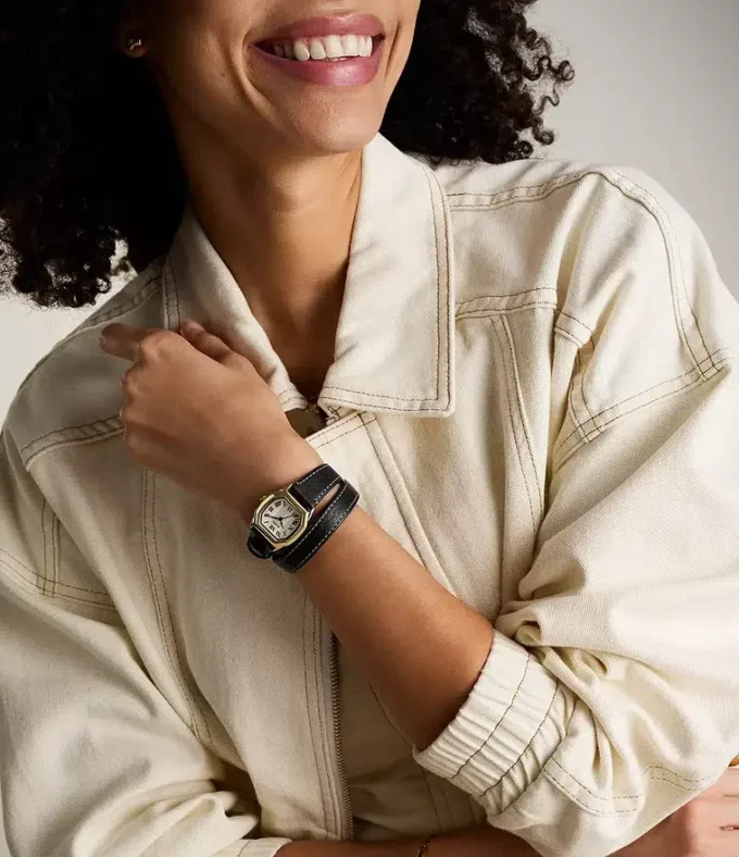 Orologio Harlow a tre lancette con cinturino in pelle nera