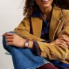 Orologio Harlow a tre lancette in pelle coccodrillo bordeaux
