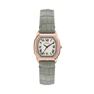 Orologio Harlow a tre lancette in pelle di coccodrillo grigia