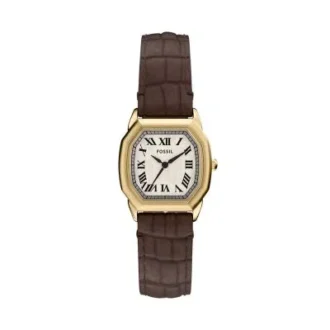 Orologio Harlow a tre lancette in pelle di coccodrillo marrone