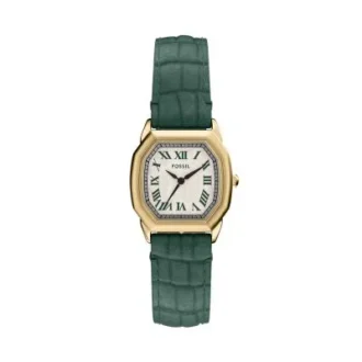 Orologio Harlow a tre lancette in pelle di coccodrillo verde