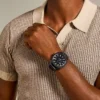 Orologio meccanico a tre lancette con datario in acciaio inossidabile nero