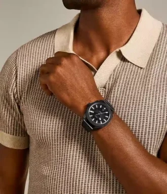Orologio meccanico a tre lancette con datario in acciaio inossidabile nero