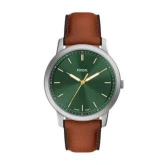Orologio minimalista a tre lancette con cinturino in pelle marrone